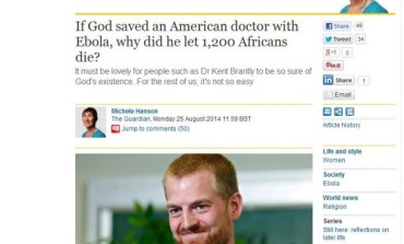 This Article on God & Ebola by The Guardian US is Causing Quite a Stir