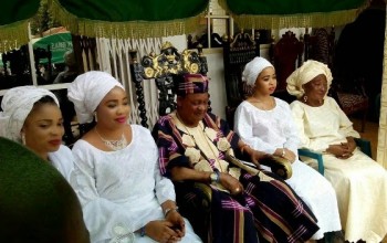 Photos: Alaafin of Oyo and his Oloris welcome well-wishers at their palace