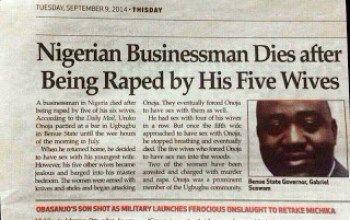 Nigerian Businessman Dies After Being Raped By Five Wives