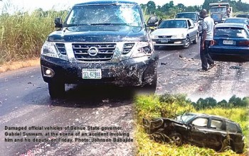 Photo: Benue state governor Suswam & his deputy in auto crash