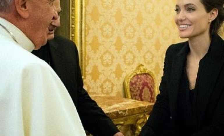 Movie Actress Angelina Jolie Meets The Pope After Meeting The Queen of England