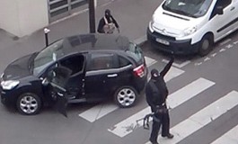 Dramatic new Video of Islamist gunmen's rampage emerges, showing the killers calmly stopping to reload their weapons before firing at police as they drive towards them