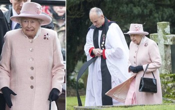 Majesty LOL! It's too chilly for the Queen as she wraps up to attend church service