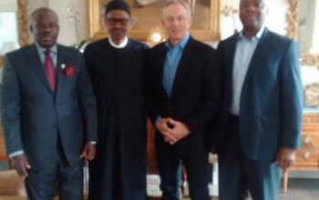 Buhari in London, with Tony Blair, Saraki and Amosun (photos)
