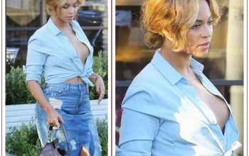 Photo! Beyonce nearly exposes bo obs as she goes bra-less in denim