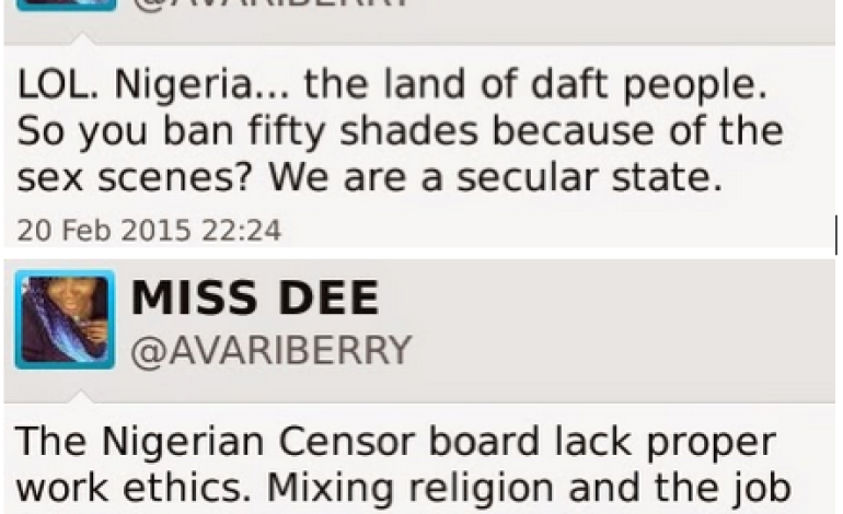 Nigerian Censor Board bans movie – 50 Shades of Grey…