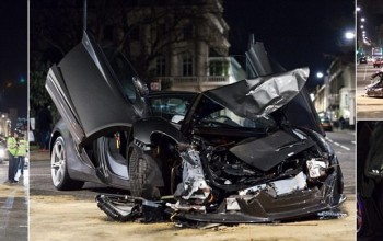 McLaren supercar worth £250,000 almost destroyed in head-on crash with convertible in one of London's most expensive streets
