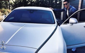 Cristiano Ronaldo shows off his Rolls Royce as he goes for training