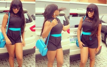Emma Nyra shows off hot legs in skimpy jumpsuit