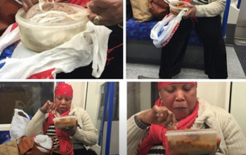 Photos: #Nigerian woman spotted eating Amala on a train in the #UK