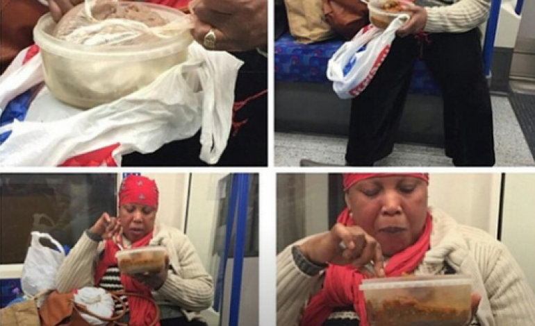 Photos: #Nigerian woman spotted eating Amala on a train in the #UK