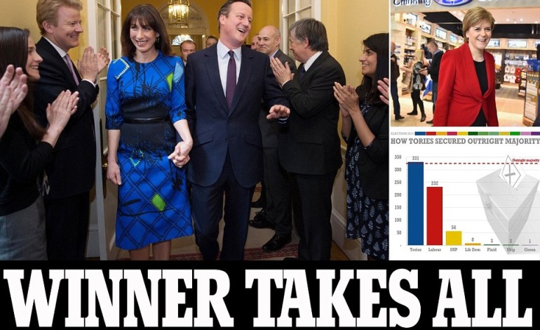 TOGETHER WE’LL MAKE GREAT BRITAIN GREATER STILL: Cameron hails shock Tory outright majority as Miliband, Clegg and Farage all QUIT. SNP wins near clean-sweep of seats in Scotland