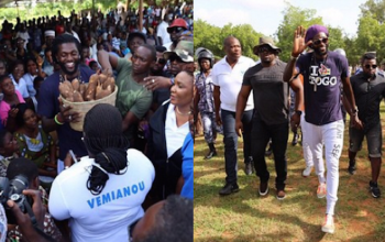 Photographs: Emmanuel Adebayor mobbed by fans on landing in Togo