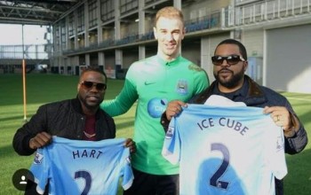 Photos: Kevin Hart and Ice Cube visit Manchester city players in training