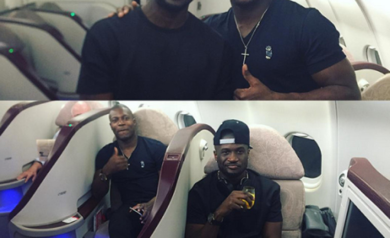 Peter Okoye Shares Pics With Yakubu Aiyegbeni On A Flight
