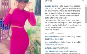 Lady Who Refused To Delete "Chilling With Bae" Photo on IG Finally Reacts