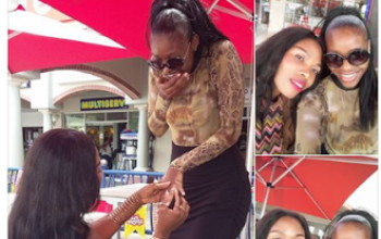 Lady gets down on one knee and proposes to girlfriend who accepted