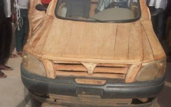 Pics: Check out this wooden car created by a man in Niger state