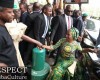 VP Osinbajo's Wife, Dolapo, Kneels To Greet Buhari & Tinubu
