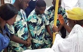 Photos: Ooni of Ife Oba Ogunwusi prays for Wasiu Ayinde Marshal's children