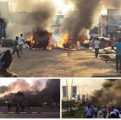 Photos: Gabon Parliament set on fire after President Ali Bongo was declared winner