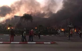 PHOTOS: Gabon Parliament Set Ablaze After Pres Bongo Was Declared Winner