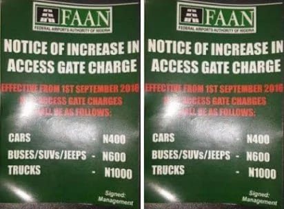 FAAN’s 100% toll gate increase suffers setback in Lagos