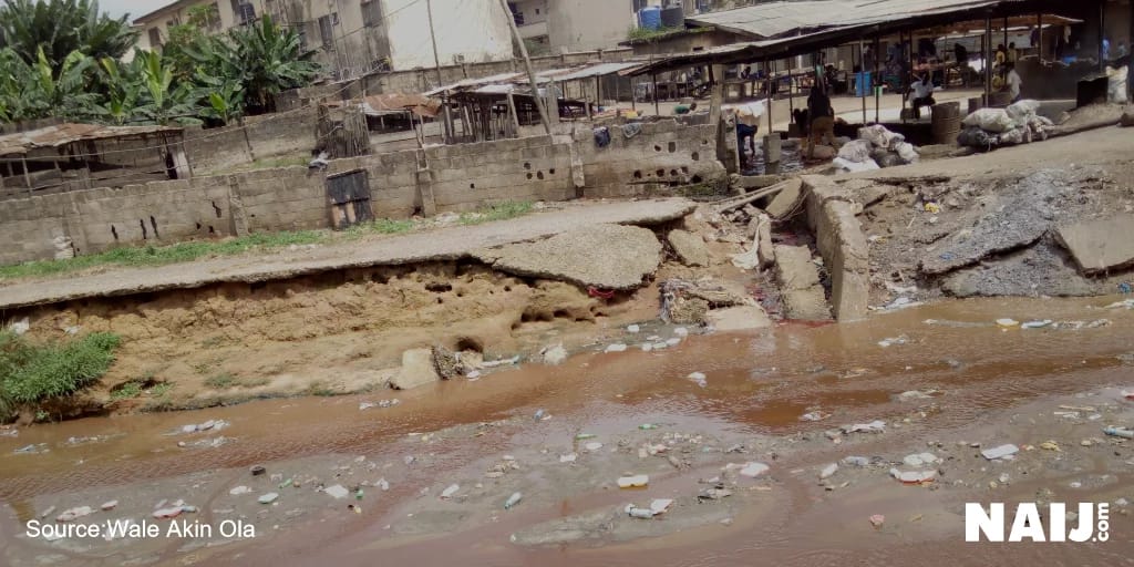 The abattoir's canal flowing with its smelly liquid wastes at Oko-Oba.