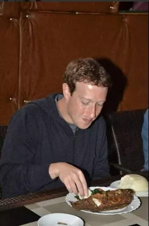See how Facebook founder was spotted eating local food  (photos)