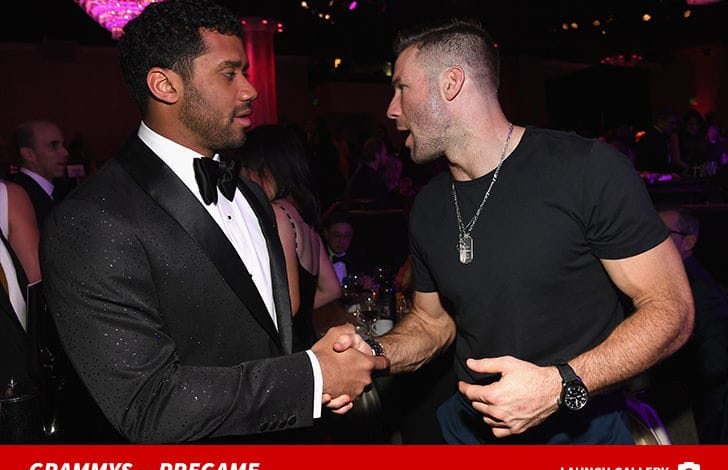 Julian Edelman Bros Out with Russell Wilson at Grammys Party
