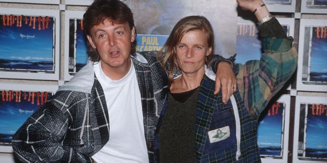 Paul McCartney and Linda McCartney pose at a photocall at the Olympic Stadium on September 3rd, 1993 in Berlin, Germany.
