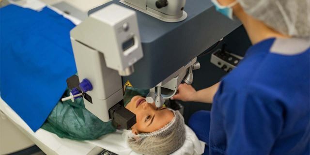 Preparing patient for laser eye surgery
